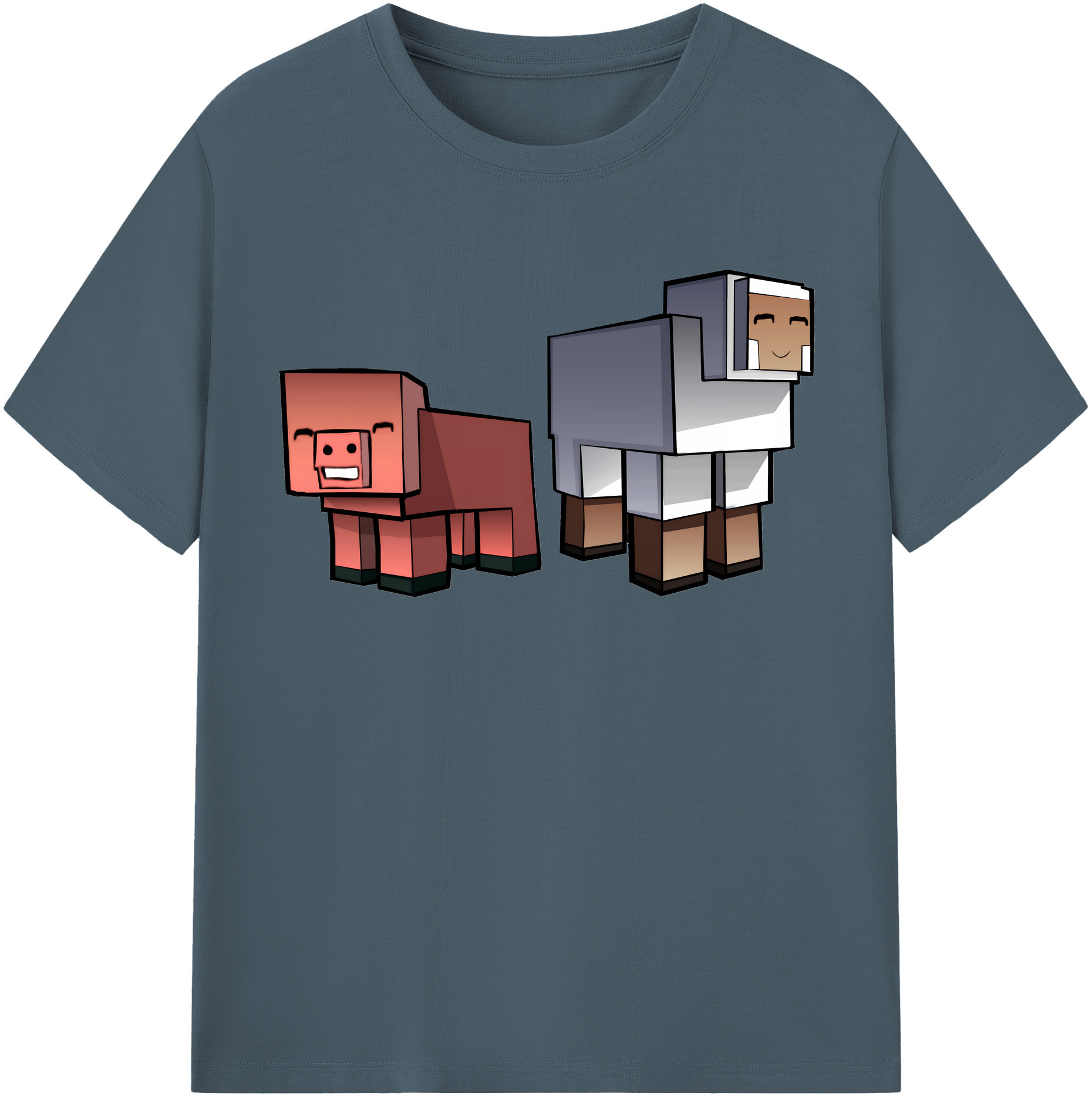 （画像用） マインクラフト ブロックの世界 Minecraft MC Block world 綿100％半袖Tシャツ（フロントプリント）
